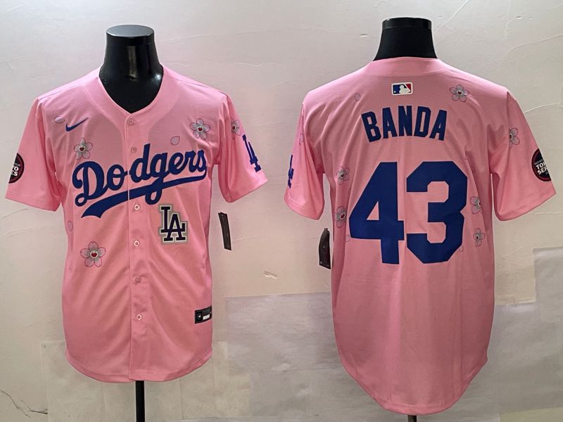 Men Los Angeles Dodgers 43 Banda Pink Sakura Edition 2025 Nike MLB Jersey style 10